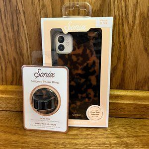 Sonix Brown Tortoise phone case + matching phone ring (11/XR iPhone)